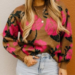 Floral print sweater